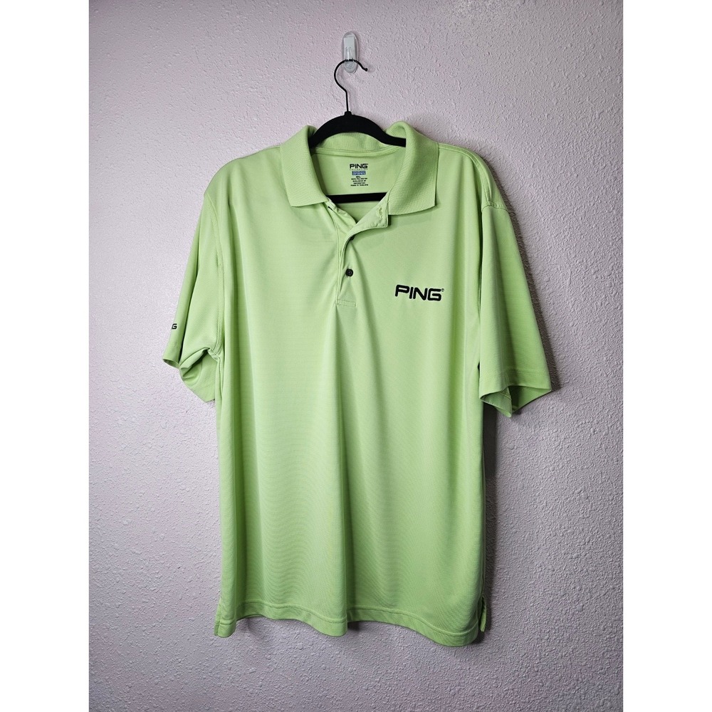 Ping Performance Dynamics Mens XXL Lime Green Short Sleeve Golf Polo Shirt